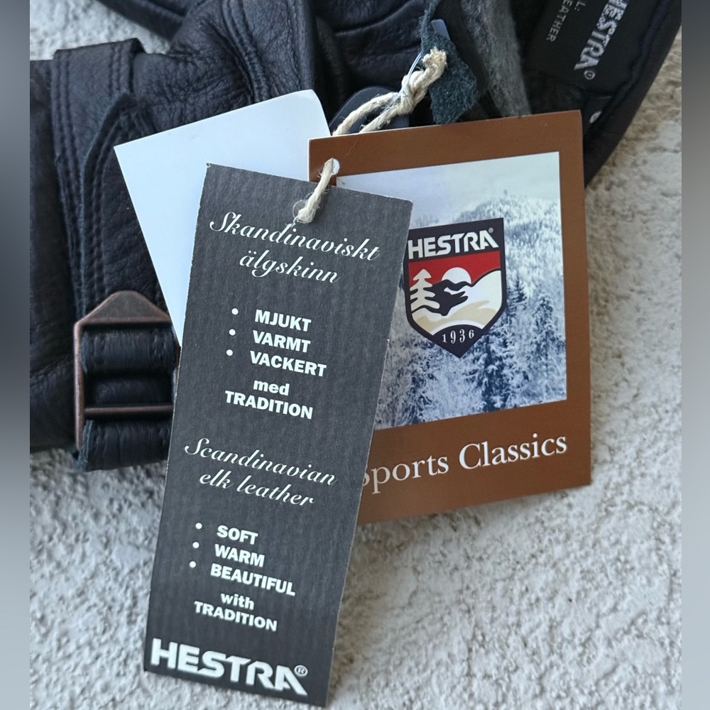 Hestra Black Rättvik Elk Leather Gloves 3176HK-10 Men's New With Tags sz 10 - Picture 10 of 12